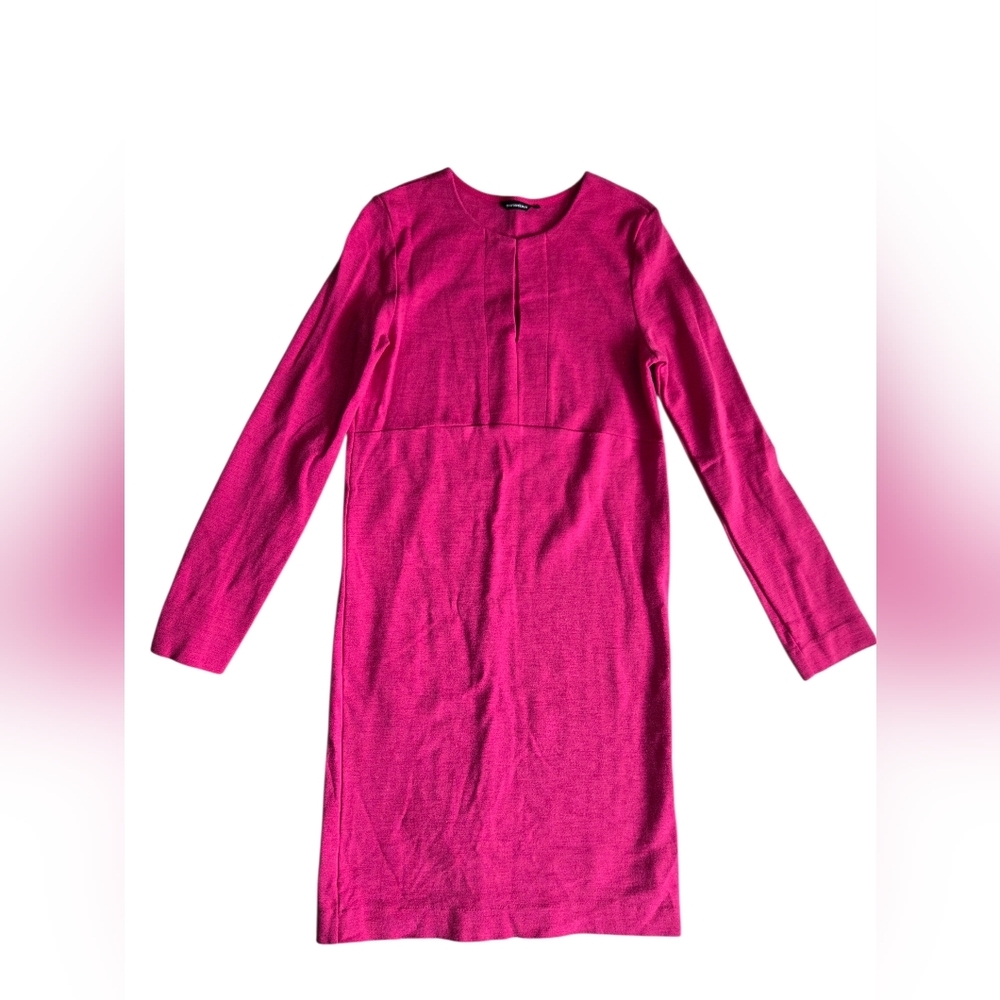 Marimekko Kio Vibrant Pink Long Sleeve Key Hole Dress XS